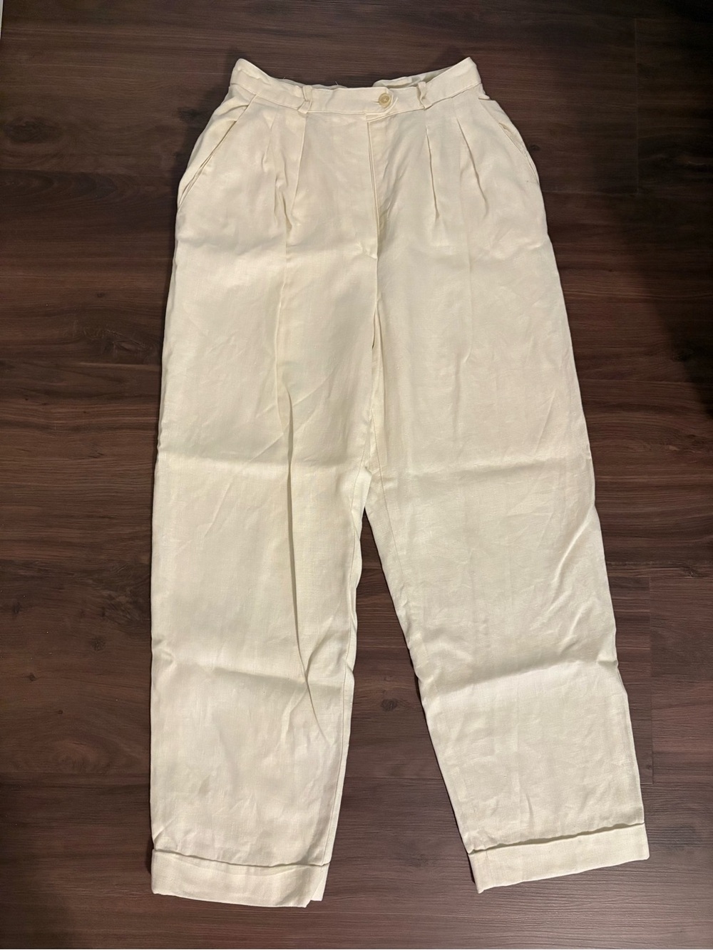 Women’s Lauren Ralph Lauren Cream Linen Trouser Pants | Size 6P